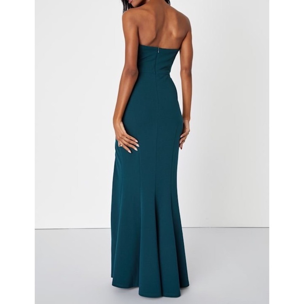 NWT Lulus Marvelous Entrance Emerald Green Pleated Strapless Maxi Dress XS - Picture 4 of 11